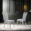 Ensemble de salle à manger 5 pièces, table ronde et 4 chaises, teinte blanc gris vieilli, gris, pied central avec chaises