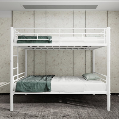 Lit superposé simple en métal pour enfants - convertible 2 lits séparés avec échelle antidérapante et barrière de sécurité, aucun sommier nécessaire