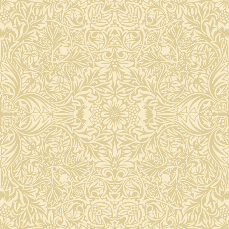 Ceiling Brown Intricate Floral Wallpaper, Yellow