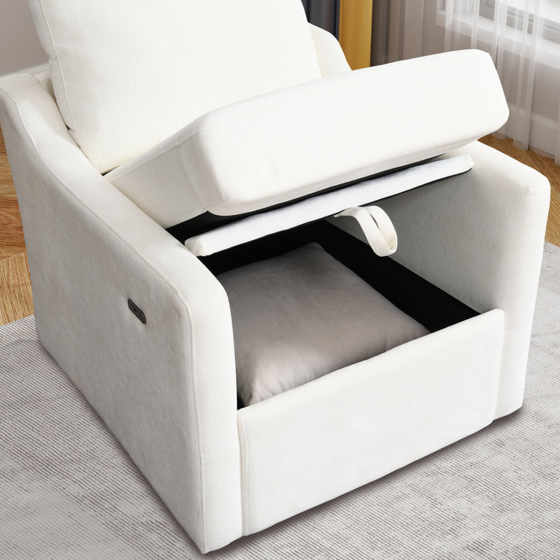 Fauteuil demi-tonneau rembourré avec coussin amovible, Blanc