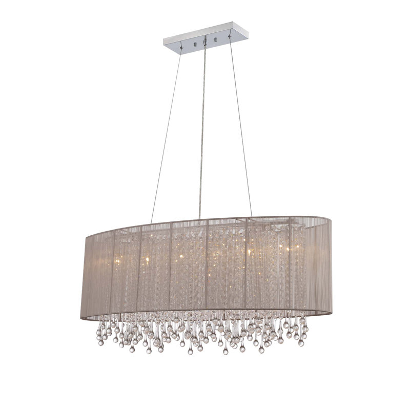 Luminaire suspendu linéaire à 6 lumières pour îlot de cuisine Macalester, Taupe