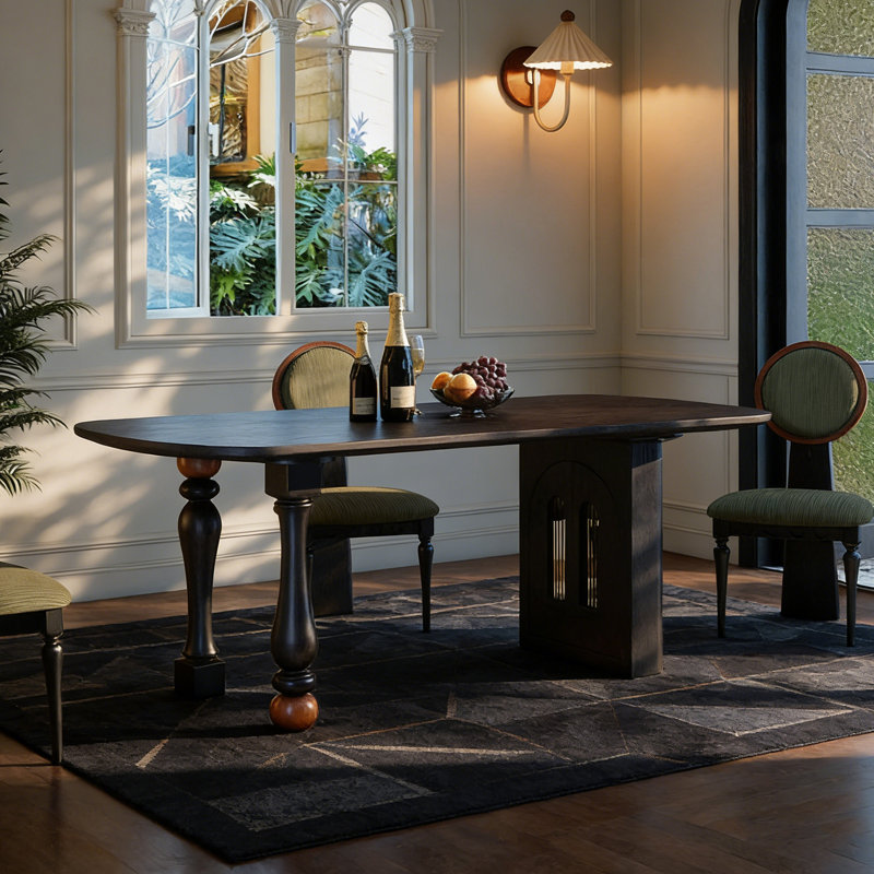 Retro design dining table, 29.53"H x 70.87"L x 31.5"W