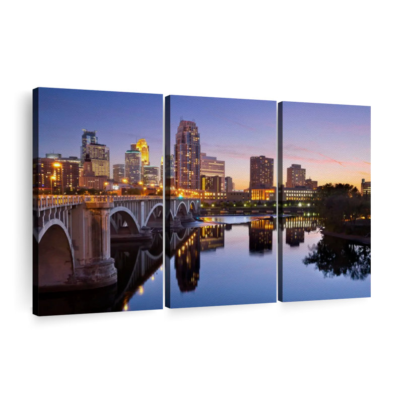 «Cityscape Of Minneapolis», 3 pièces, H 24 po x l 38 po
