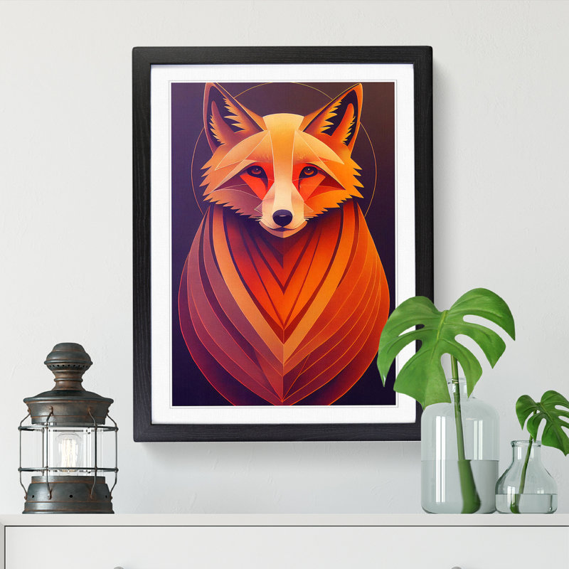 FRM-V0523-1023X Fox Graffiti Art 1 Piece Wall Art, 34cm H x 25cm W, Walnut Framed