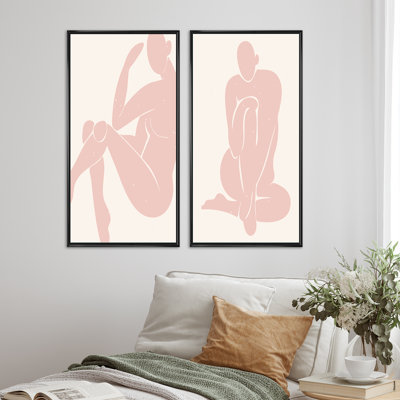 Minimalistc Silhouettes of a Young Woman I - ensemble de 2 impressions