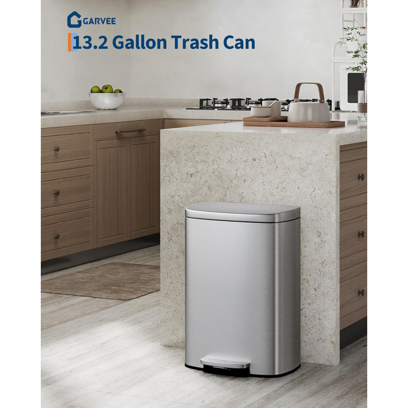 Stainless Steel Step On Recycling Bin, Silver