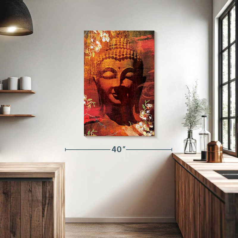 Leisha Flowery Buddha Head II, 39" H x 26" W