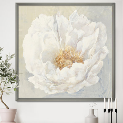 " White Serene Peony " by Designart