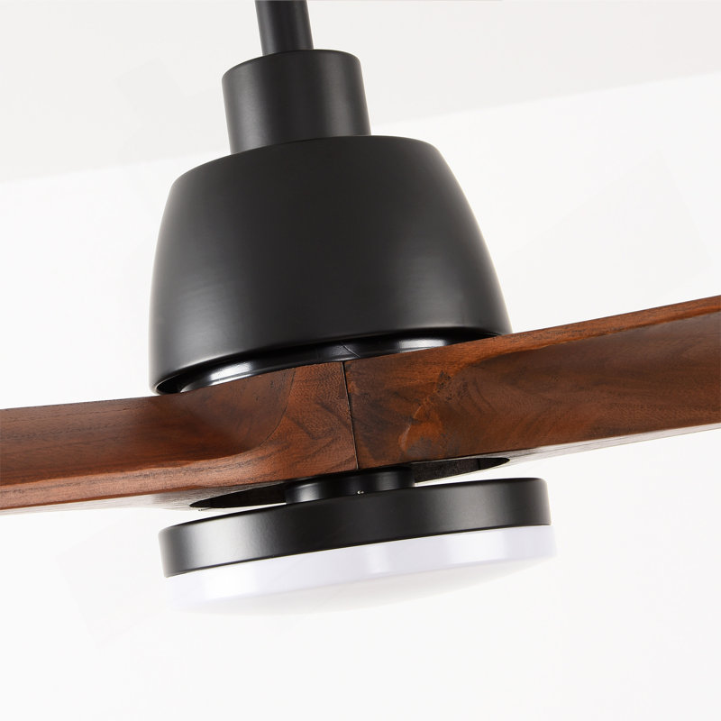 Ventilateur de plafond 52 pouces intérieur doré avec lumière DEL à intensité variable 3 pales en bois massif avec moteur à courant continu réversible