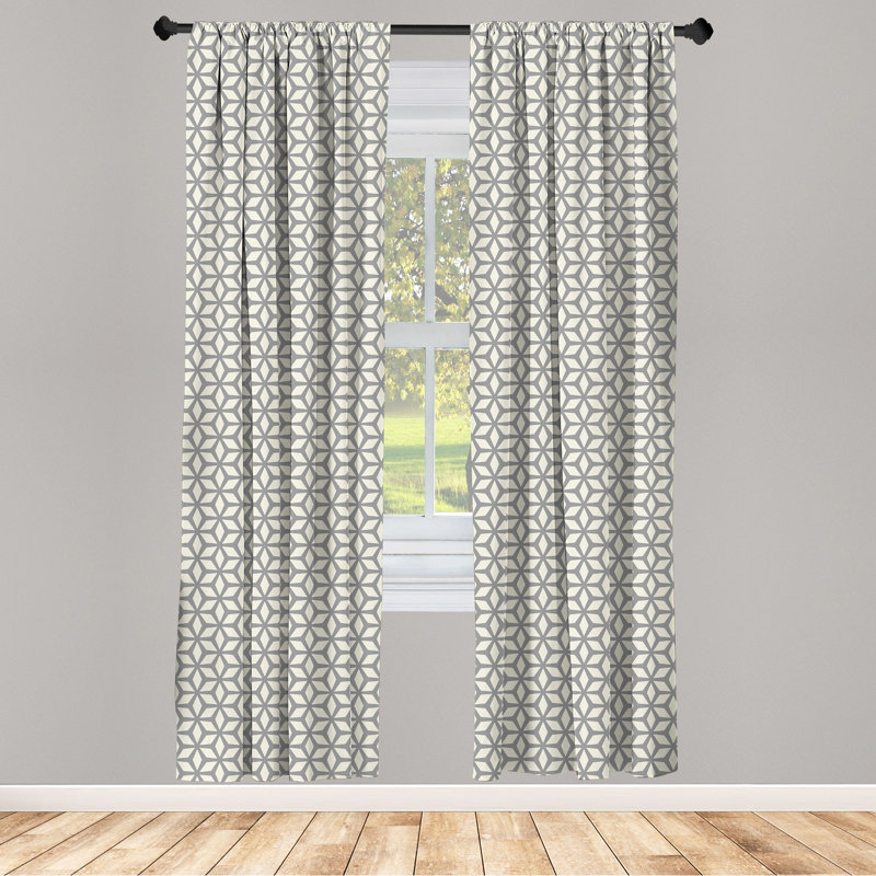 Geometric Semi-Sheer Rod Pocket Curtain Panels, 28" x 84"