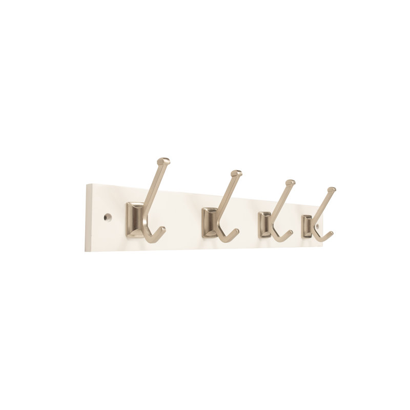8 - FantasHome 18" Lobine Wall Mounted Hook Rack with 4 Hooks - White/Silver