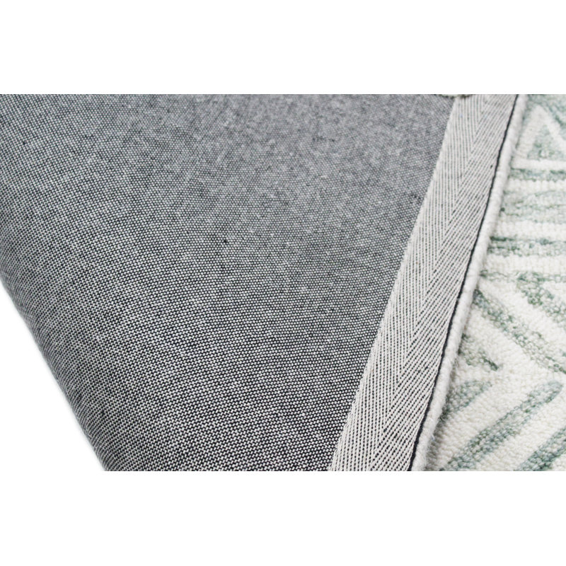 Handmade Green Wool Tufted Geometric 5' x 7' Rug