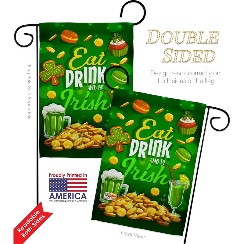 Drapeau de jardin 19 x 13 po Eat Drink Be