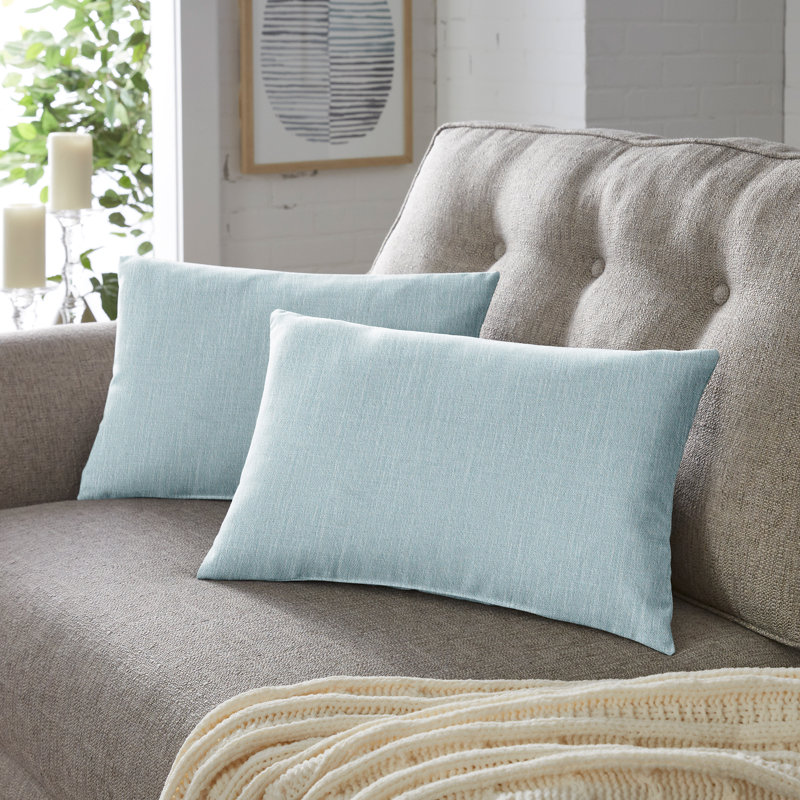 Housse de coussin rectangulaire en polyester, 12 po x 24 po, Bleu clair