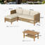 Outdoor Wicker Patio Conversation Furniture Set With Acacia Wood Coffee Table-658651827-658651830