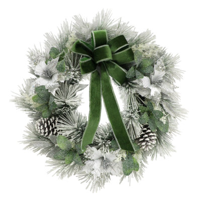 24 In. Adorned Flocked Artificial Wreath