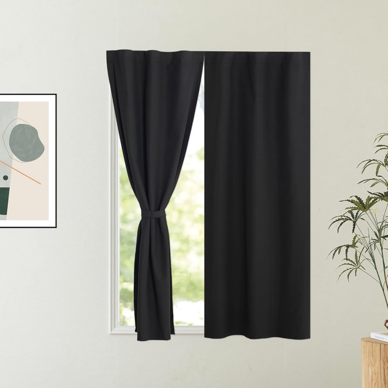 Full Blackout Door Curtain for Cordless Roller Window Covering Shades Blinds, Light Control, French Front Door Curtains for Night Shift Workers Kitchen, 1 Panel