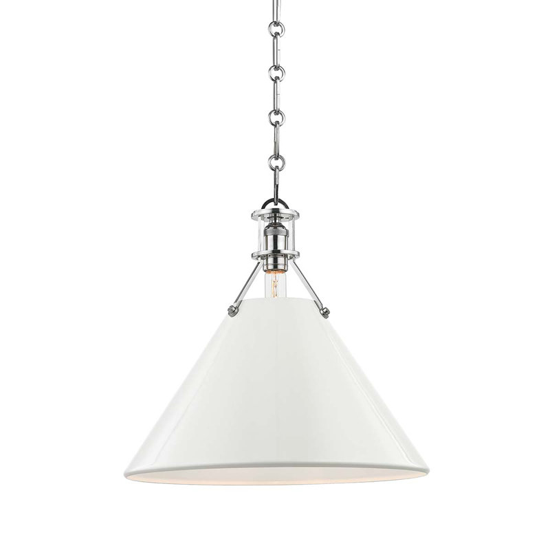 Painted No.2 Pendant by Mark D. Sikes, Off-White, 14.5" H x 16" W x 16" D, Polished Nickel