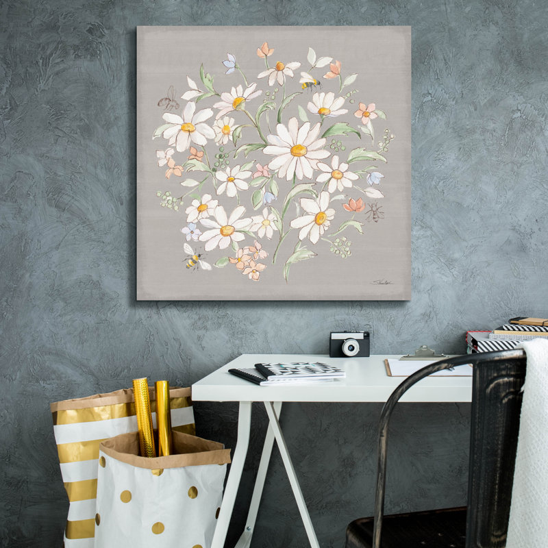  «Daisy Field 6» par Silvia Vassileva, art mural sur toile, 26 po x 26 po, H 26 po x l 26 po