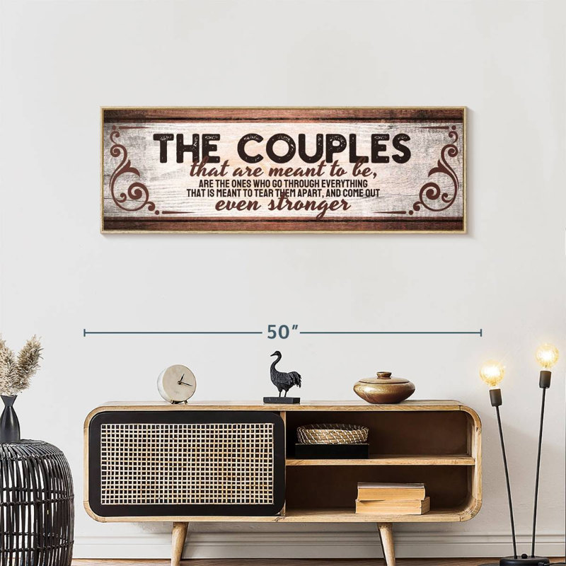 Plaque murale The The Couples, 46" X 16", Cadre flottant en bois naturel