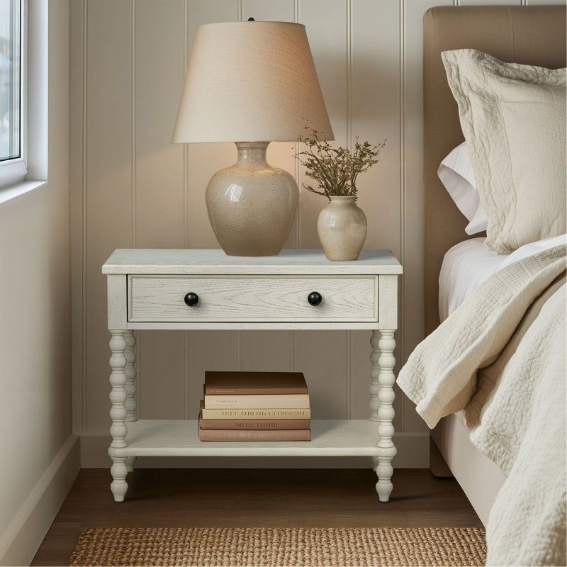 Grande table de chevet Beckett, crème antique, Crème antique