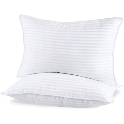 Coussins de lit en fibres synthétiques, garnis de gel, avec soutien moelleux (lot de 2), collection hôtelière, housse en coton, format Queen.