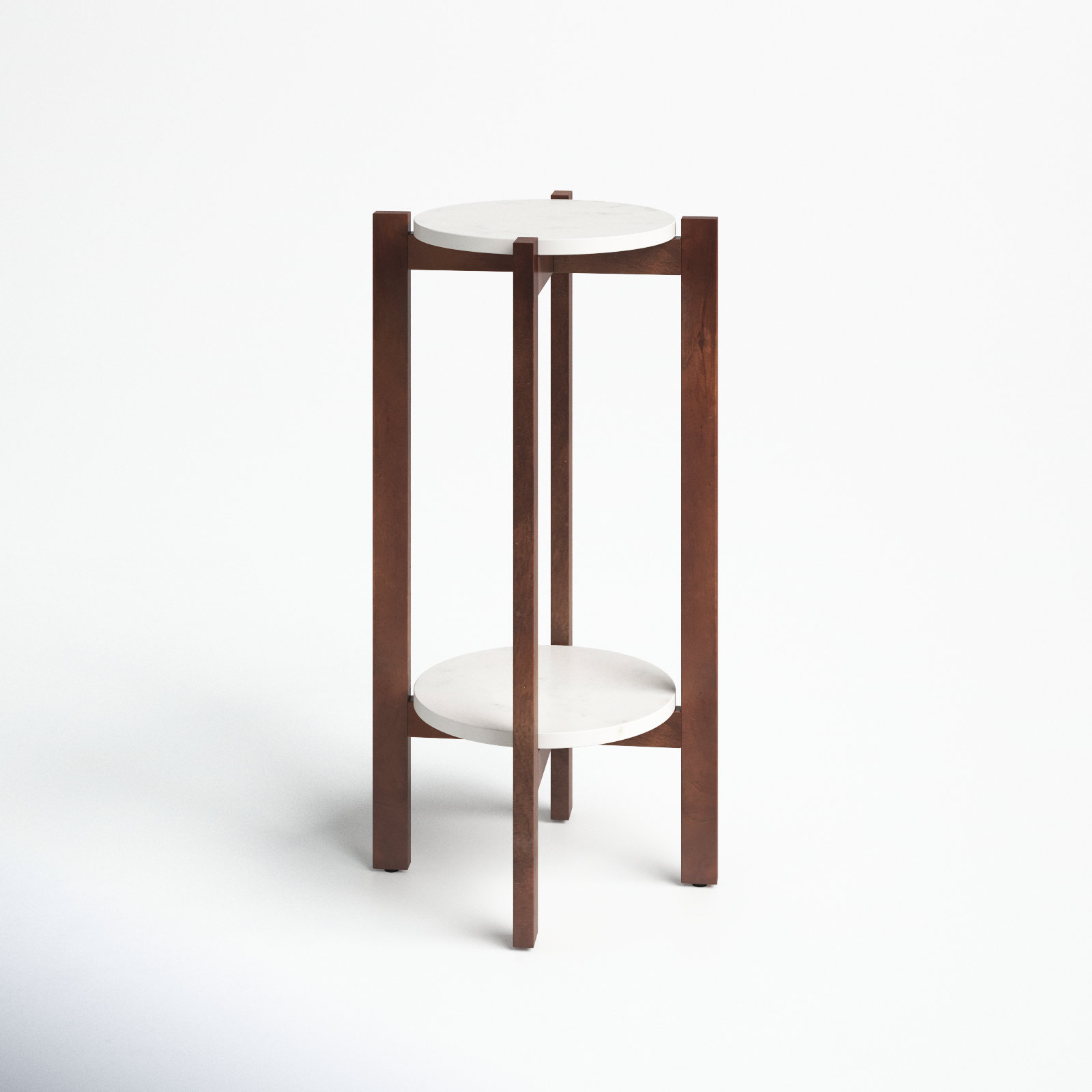 Oakdale Multi-Tiered Plant Stand, Walnut Brown/White, 25" H x 12" W x 12" D