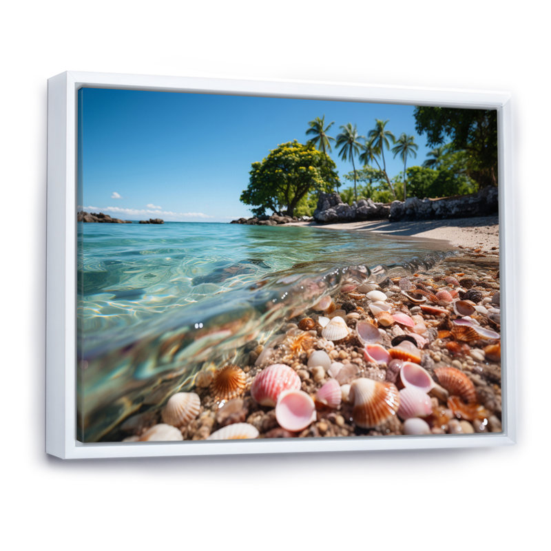 Caraibe Beach Gems - Imprimé, H 30 po x l 40 po x P 1,5 po, Cadre flottant blanc