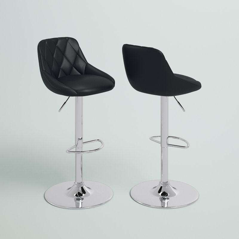 Nials Swivel Upholstered Faux Leather Counter Stool, Riviera Black Faux Leather