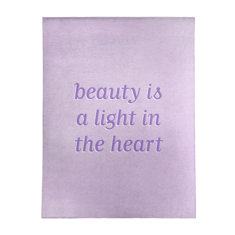 Tapis en poly-chenille à citation manuscrite beauté, Rectangle 5 pi x 7 pi