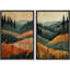 «Serene Wilderness Forest In Warm Tones», art moderne de décoration murale, nature nordique, impression sur toile, 2 pièces-98109047-98109048