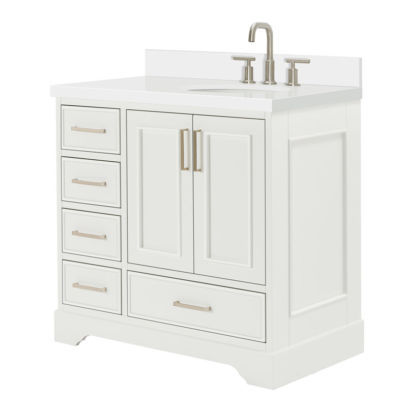 Meuble-lavabo simple avec plateau Abshire 37, Blanc