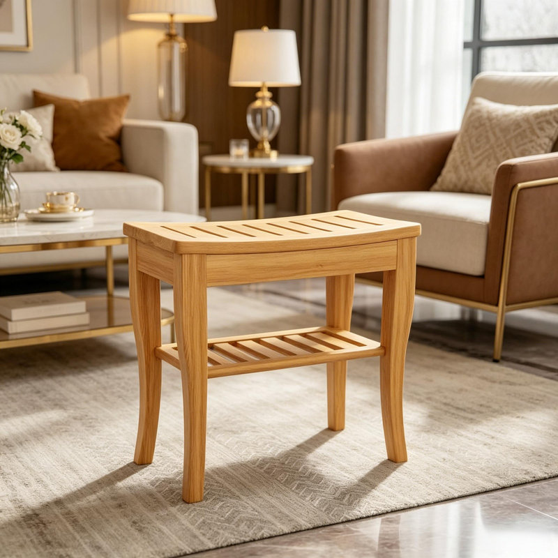 Functional Bench,2-Tier Slatted Shower Bench,Portable Stool