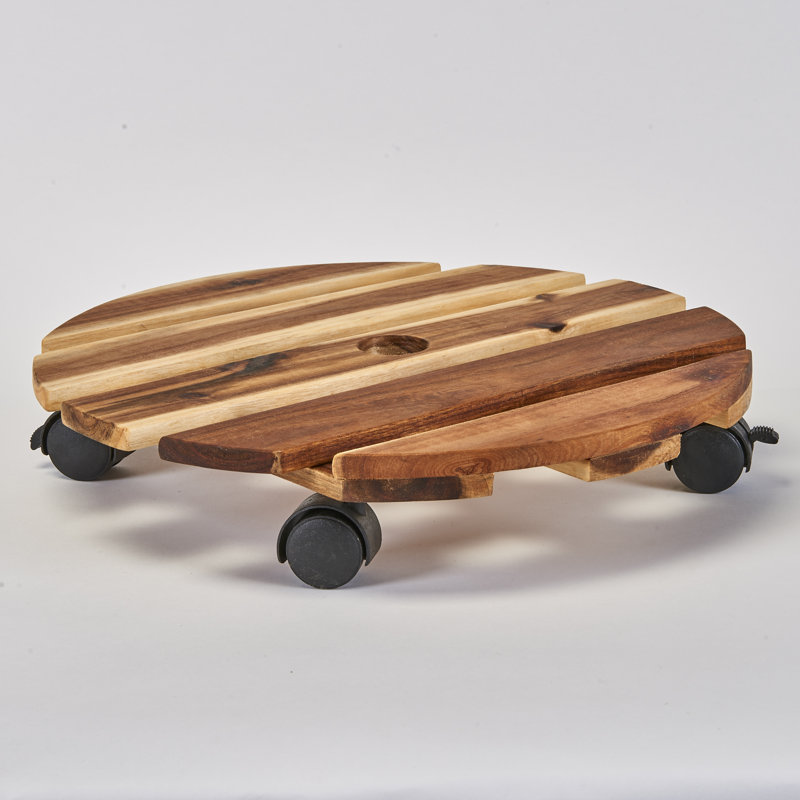 Panier à fleurs en bois avec roulette rotative Lytle, H 3 po x l 16 po x P 16 po