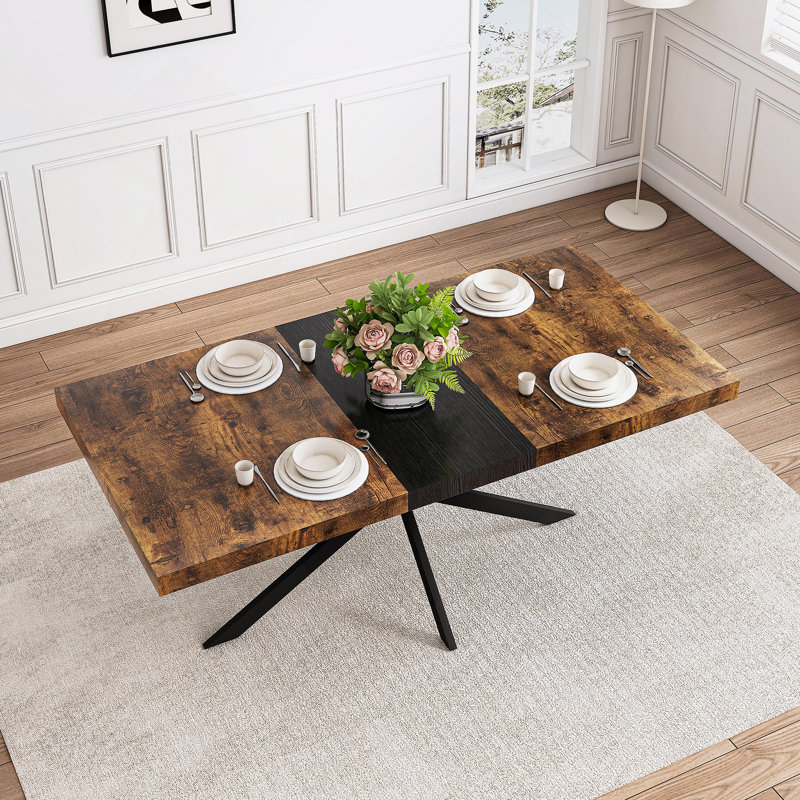 Table de salle à manger rectangulaire extensible 55,11 "-70,86", Brun