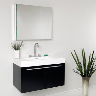 Vista 35"" Wall-Mount Single Sink Bathroom Vanity Set with Medicine Cabinet (Faucet Not Included) -  Fresca, FVN8090BW