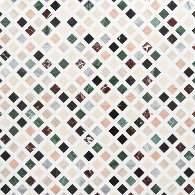 Carreau de mosaïque en marbre poli 11,92 po x 11,92 po Lula Multicolor (0,98 pi2 / chaque)