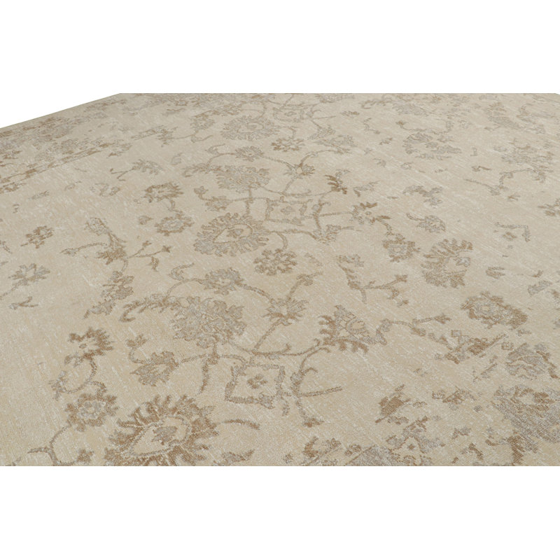 Oushak Handmade Oushak Silk Floral Area Rug, Runner 3' x 10'