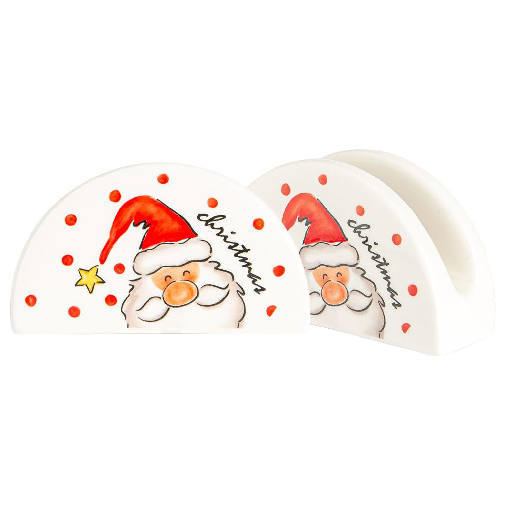 Nicola Spring - Father Christmas Napkin Holders - 13cm - White