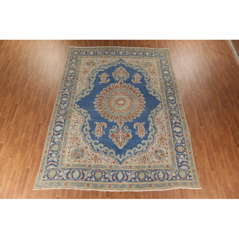 Tapis traditionnel bleu rétro 10 x 13