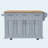 54inch Large Kitchen Island with Rubber Wood Drop Leaf, Embossed Texture Rolling Kitchen Cart on 4 Wheels with 4 Doors and 3 Drawers, Kitchen Island with Storage for Kitchen, Dining Room,Grey Blue-128964690