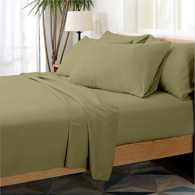 Microfiber Sheet Set, Cal.King Sheet Set+1Fitted Sheet+4Pillowcase, Sage