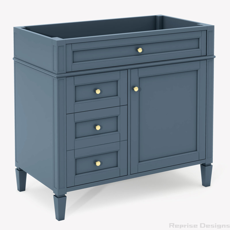 Base de meuble-lavabo simple 35 po seulement, Bleu, Or