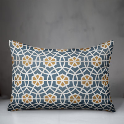 Blue And Yellow Circle Hex Throw Pillow