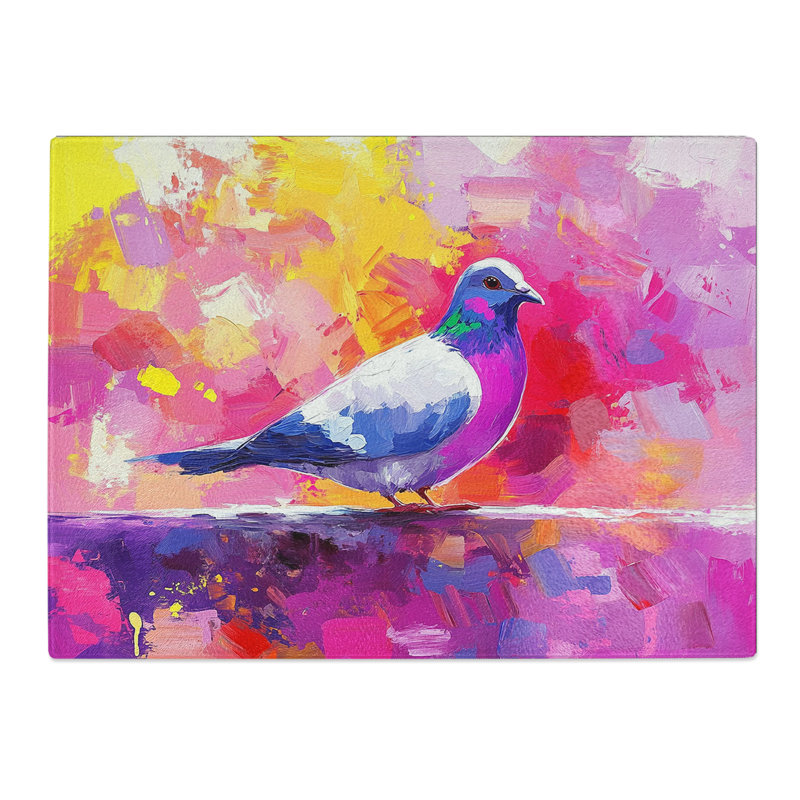 Pigeon Bird Illustrated  Glass Chopping Board