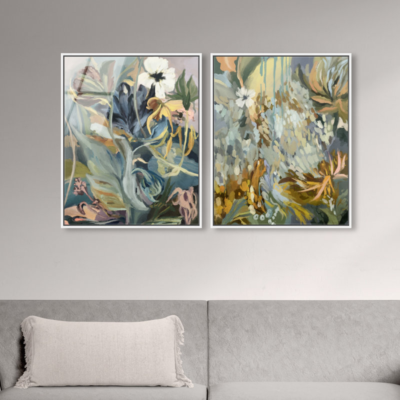 Moss Overlap Set Set by Oliver Gal, 50"H x 42"W, White Floater Frame