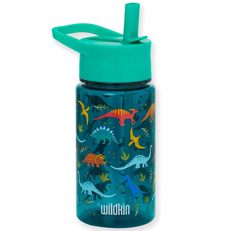 Bouteille d'eau 16 oz Wildkin Kids - Tritan sans BPA, couvercle étanche, durable et facile à nettoyer - Dinosaures du Jura