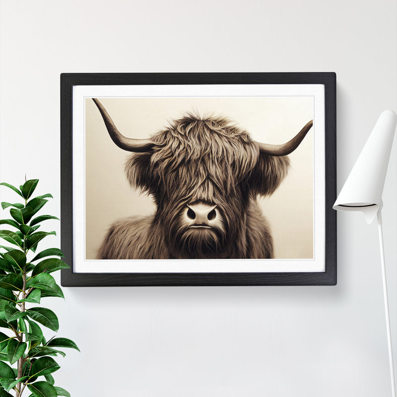 Highland Cow View Vol.1 - Framed Print, Black, 25cm H x 34cm W x 2cm D