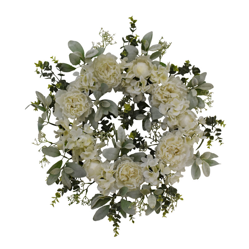 24" Beautiful Peony Lamb's Ear Wreath 