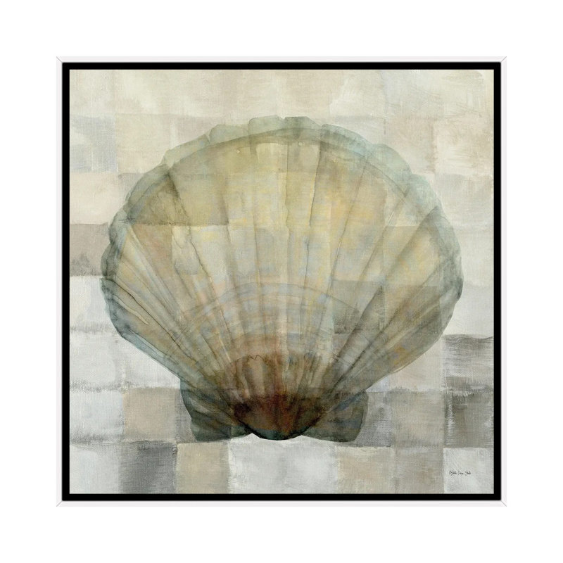 Scallop Shell by Stellar Design Studio - Painting on Canvas, White Floater Frame, 45.72 cm H x 45.72 cm W